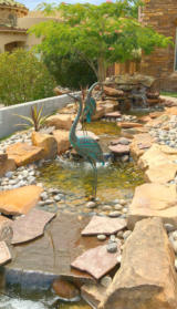 landscape water feature, pond, fountain, river, stream