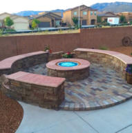 Gas Fire Pit with benches design by Mountain Paradise Landscaping, Rio Rancho & Albuquerque, New Mexico